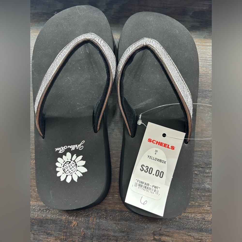 Yellow Box flip flops